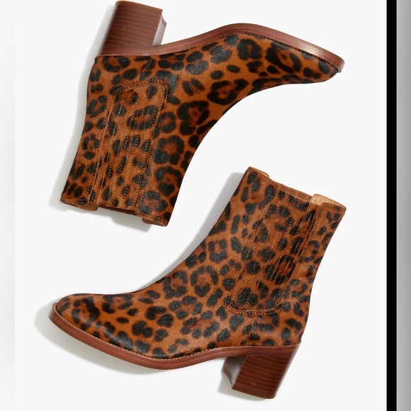 Madewell size 9 The Autumn High Chelsea Boot in Leopard Calf Hair EUC - Picture 1 of 5